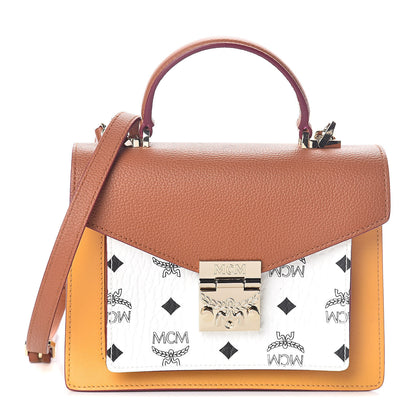 MCM Visetos Small Patricia Satchel Cognac White 1 of 9
