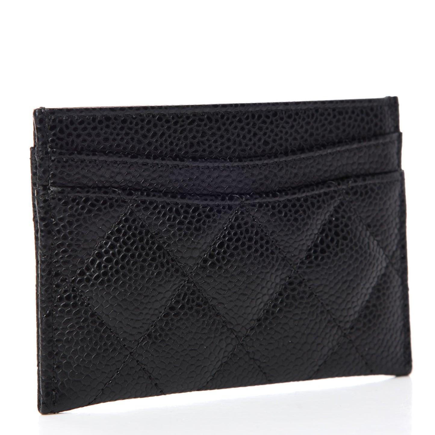 Caviar Quilted Card Holder Black