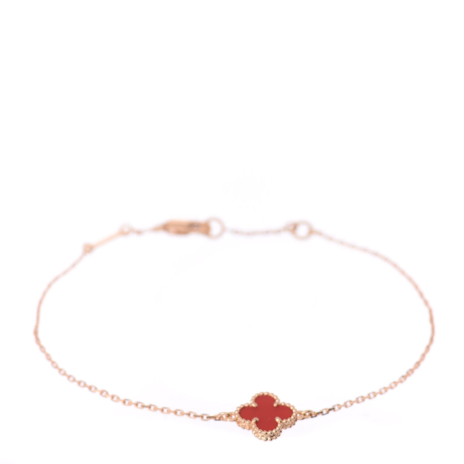 Van Cleef & Arpels 18K Rose Gold Carnelian Sweet Alhambra Bracelet 1 of 4