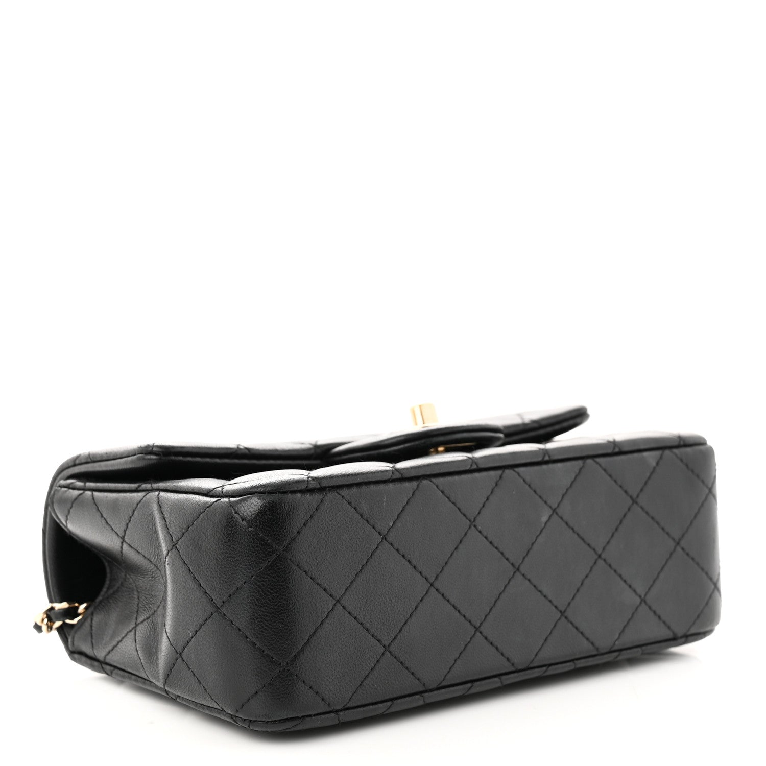 Chanel Lambskin Quilted Mini Top Handle Rectangular Flap Black 4 of 14