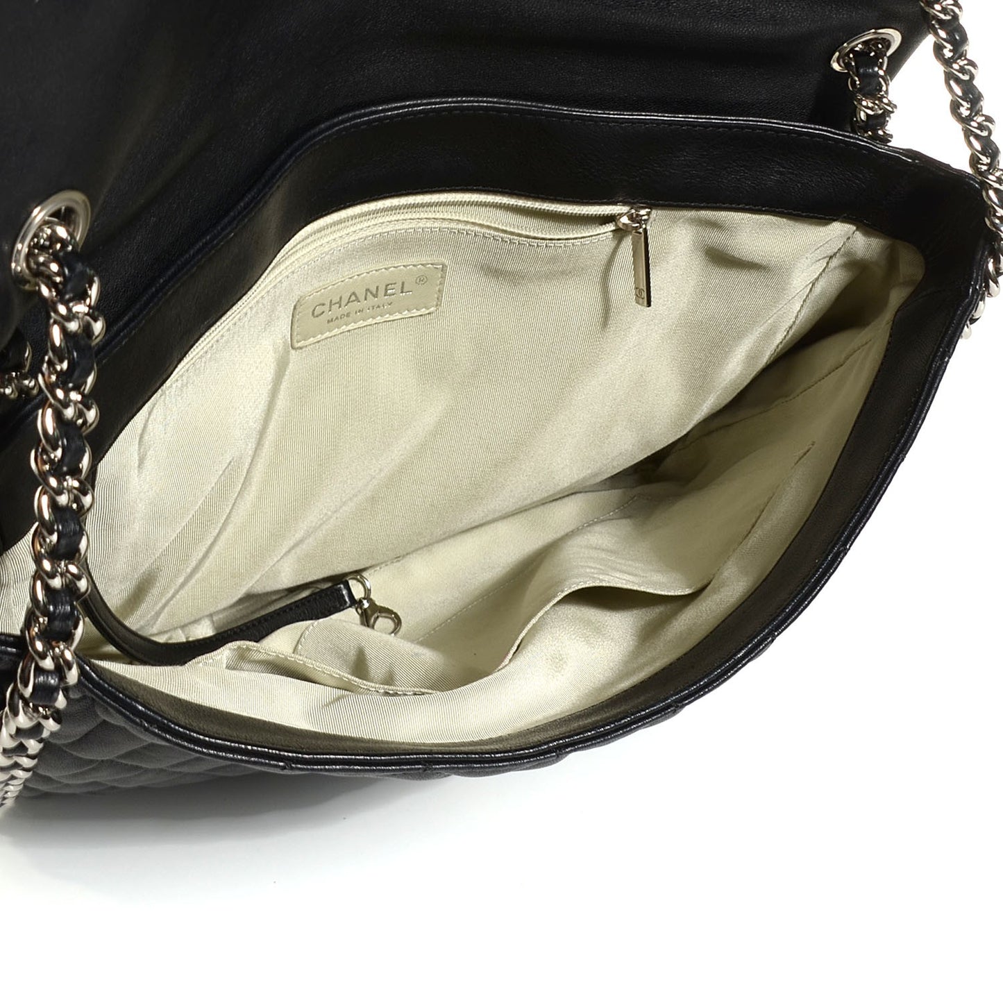 Washed Lambskin Quilted Maxi Chain Around Flap Black