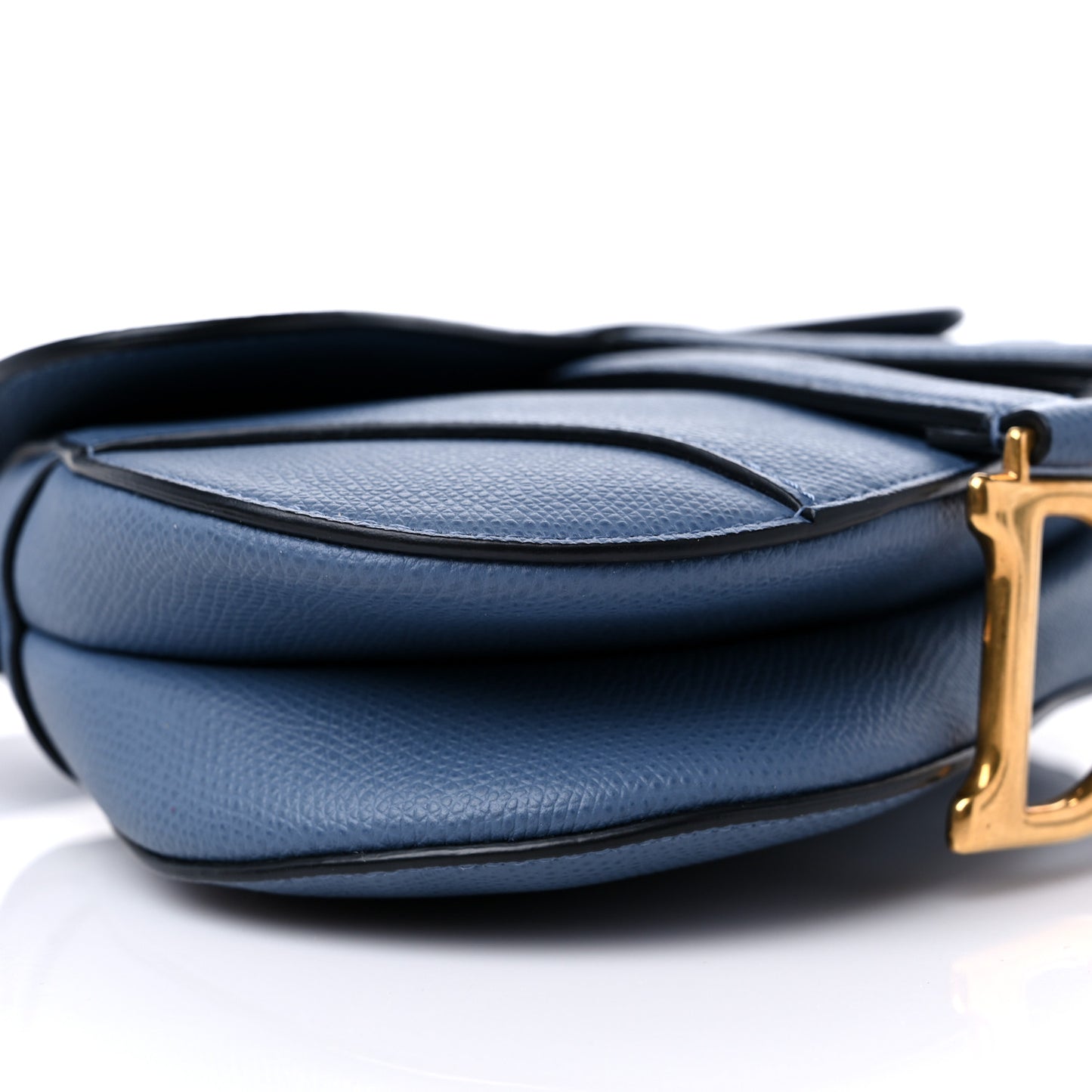 Grained Calfskin Mini Saddle Bag Denim Blue