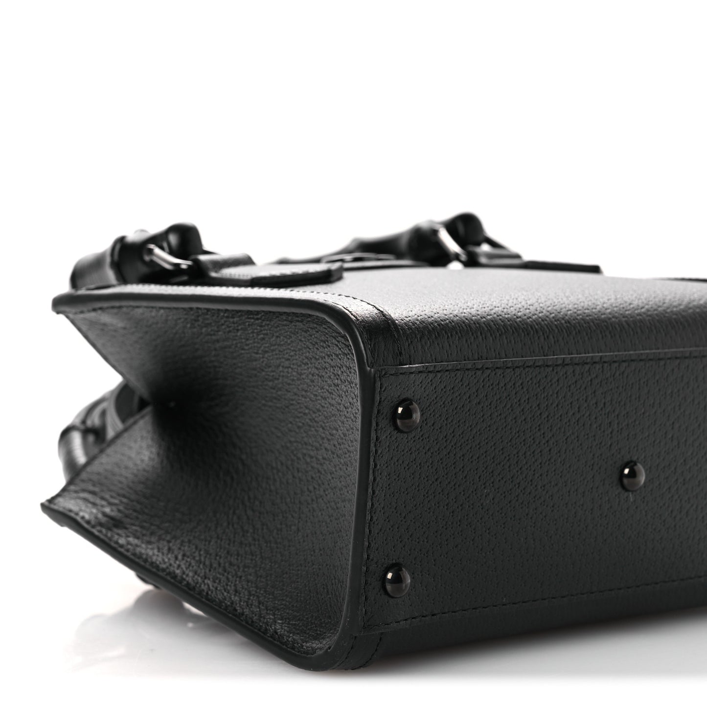 Textured Dollar Calfskin Web Monochrome Mini Diana Tote Bag Black