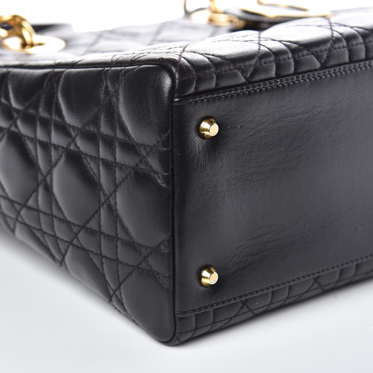Christian Dior Lambskin Cannage Medium Lady Dior Black 9 of 17