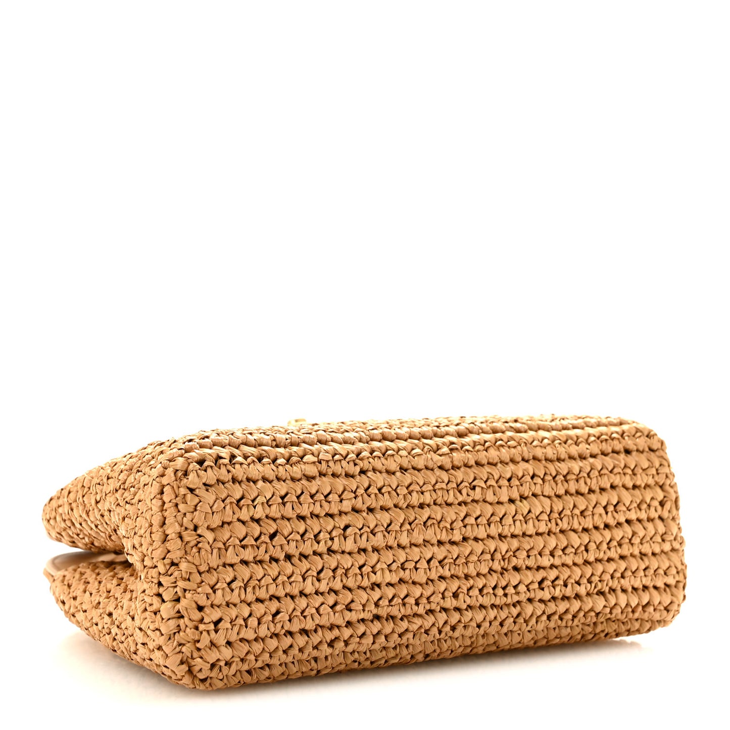 Braided Raffia Nano Kelly Flap Bag Dark Beige