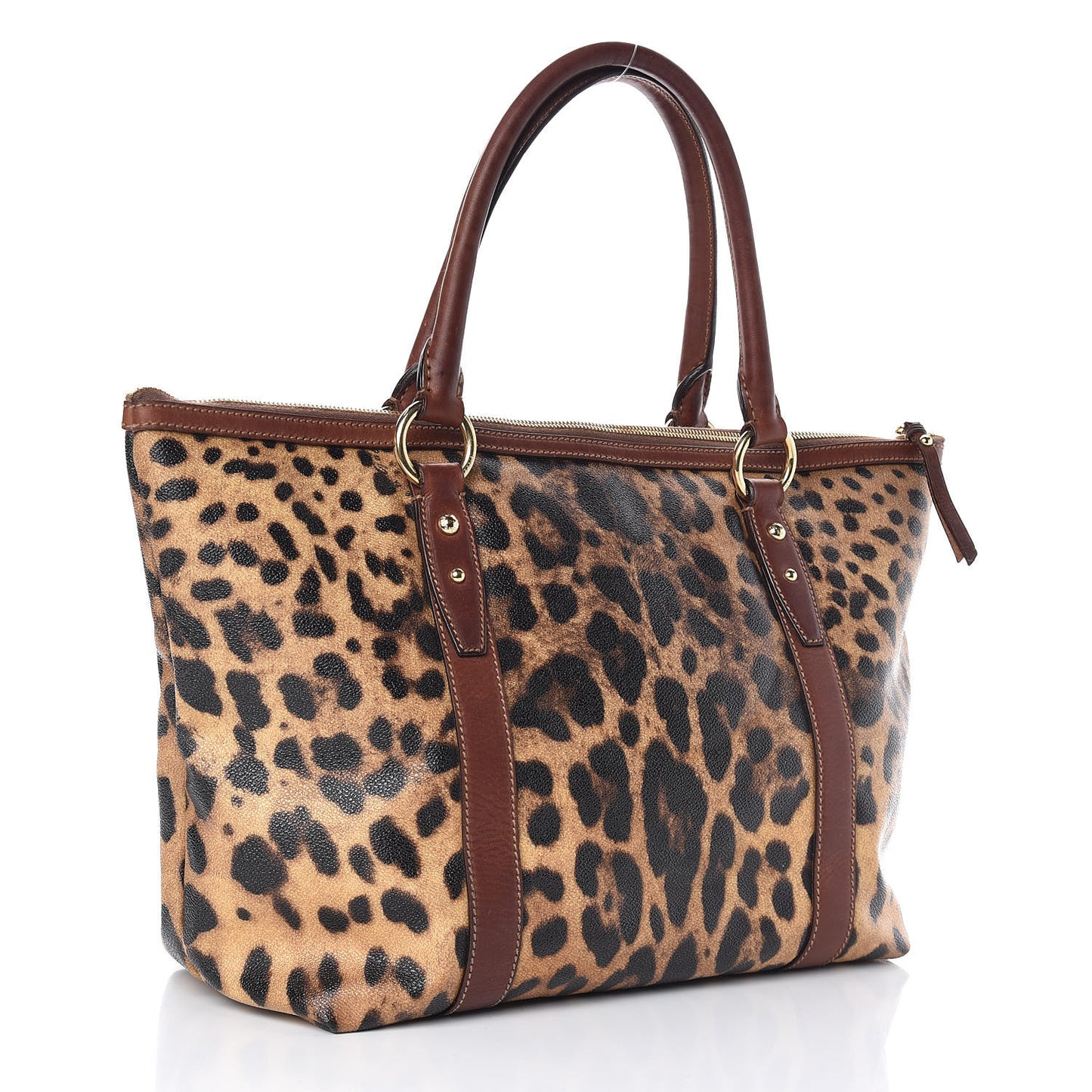 Coated Canvas Leopard Print Tote