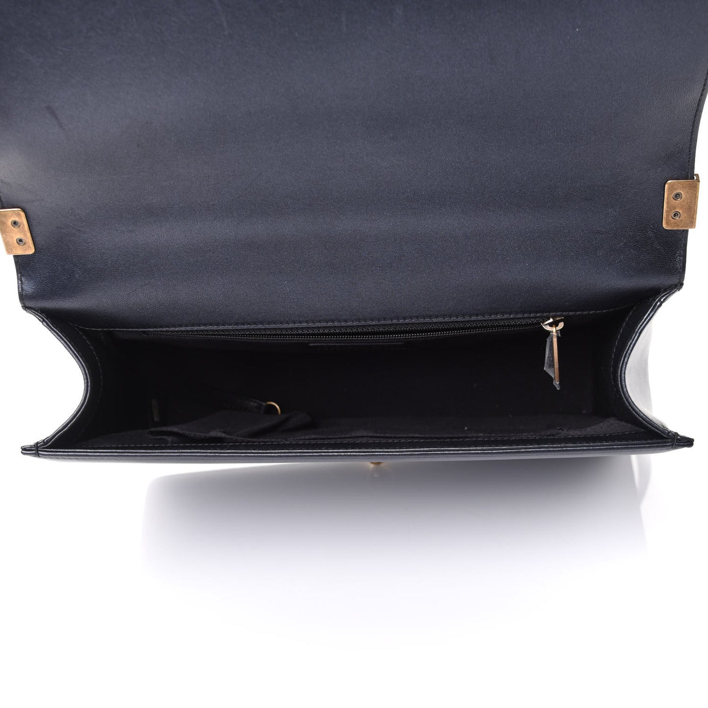 Lambskin Quilted Large Boy Flap Black