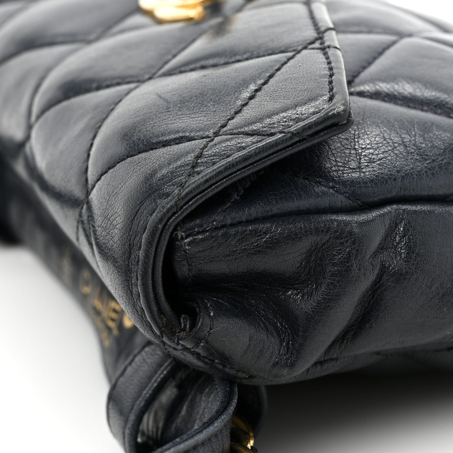 Lambskin Quilted Flap Waist Belt Bag 70 28 Navy