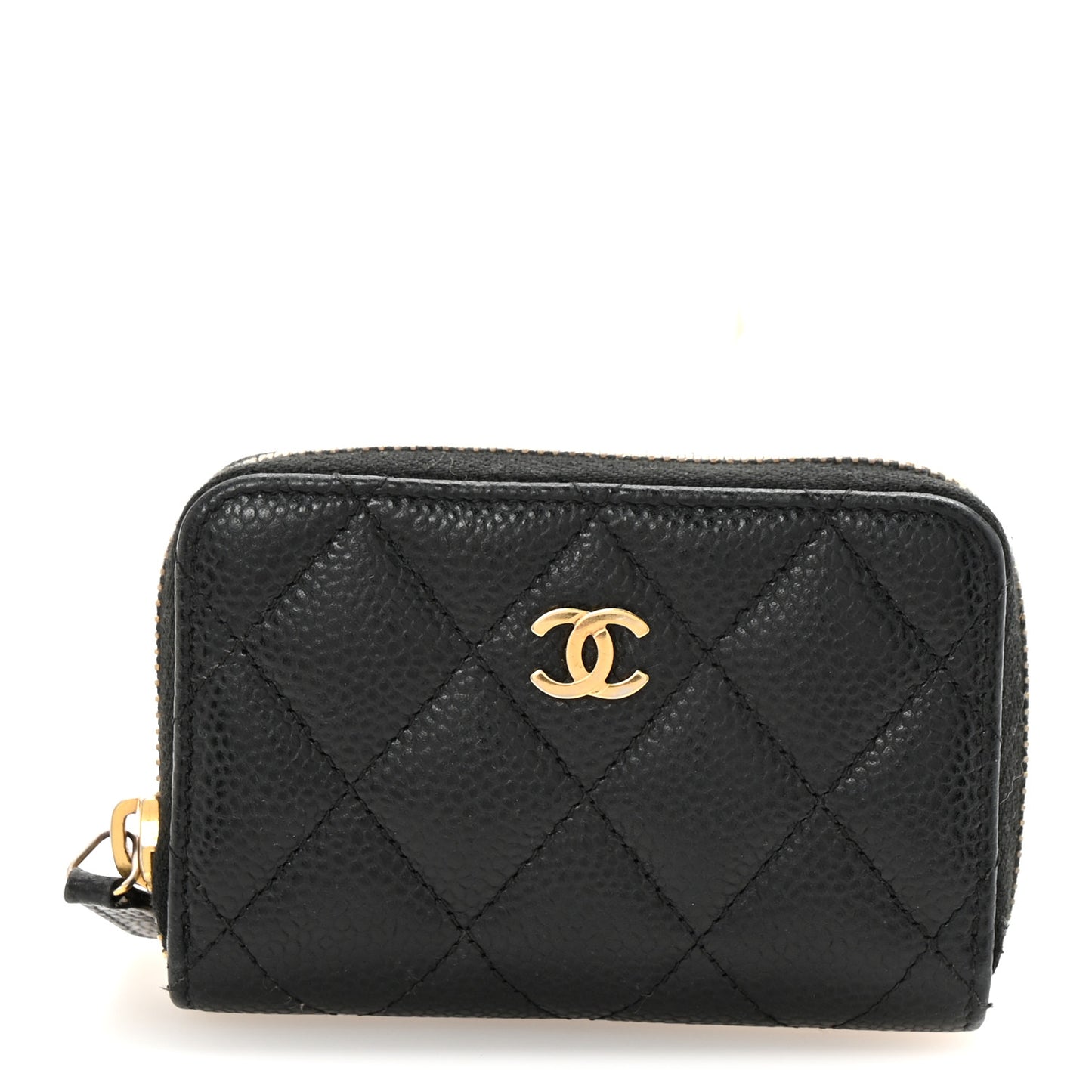 Caviar Quilted Zip Coin Purse Black