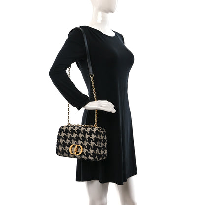 Christian Dior Technical Canvas Macro Houndstooth Medium Caro Bag Black White 2 of 9