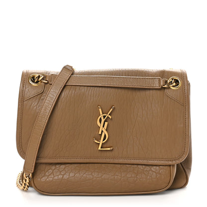 Saint Laurent Grained Lambskin Monogram Medium Niki Chain Satchel Dark Cork 1 of 10