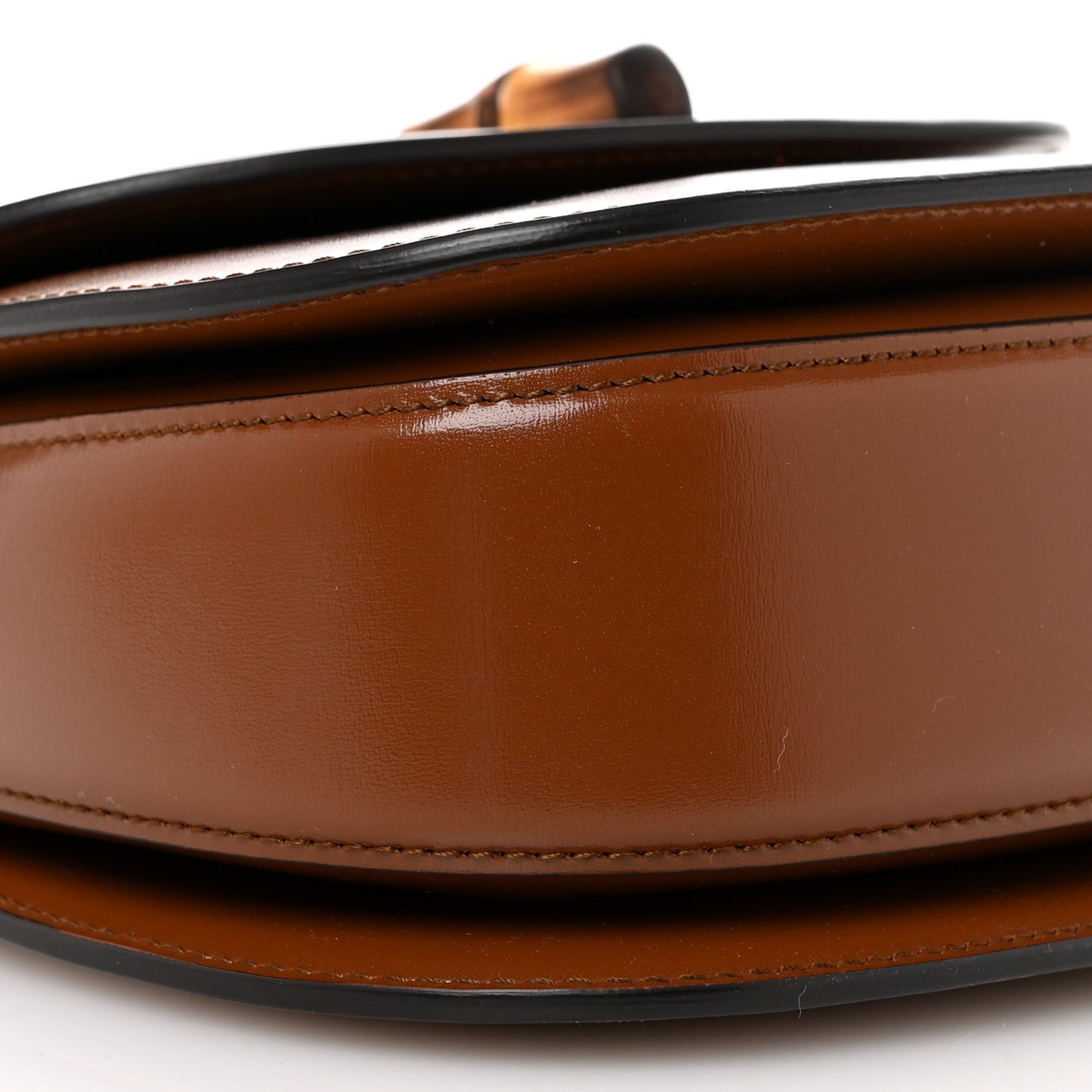 Boarded Dyana Lux Calfskin Web Small Bamboo 1947 Top Handle Bag Brown