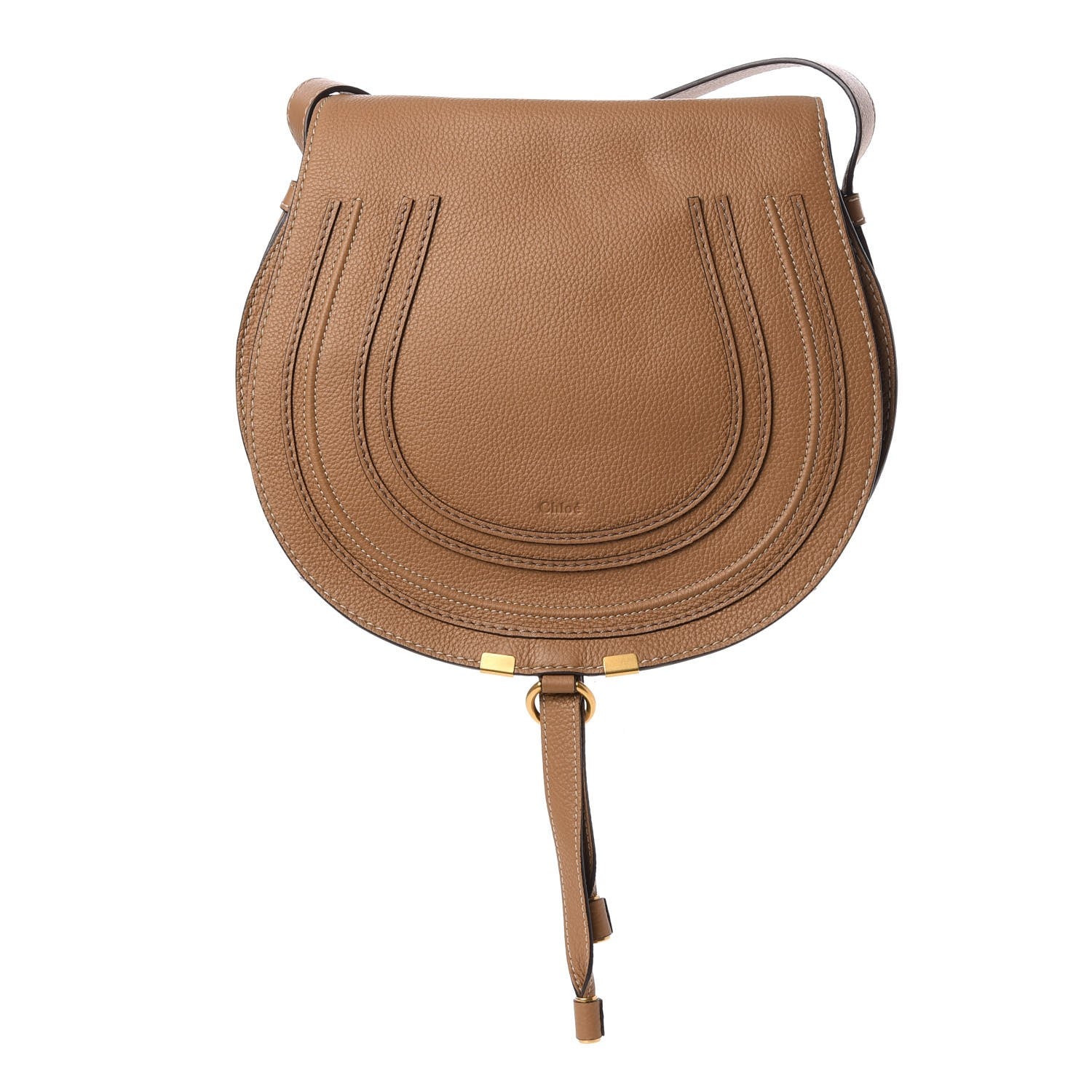 Chloe Calfskin Medium Marcie Round Crossbody Bag Nut 1 of 7