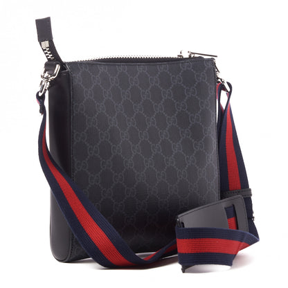Gucci GG Supreme Monogram Web Small Flat Messenger Bag Black Grey 3 of 10