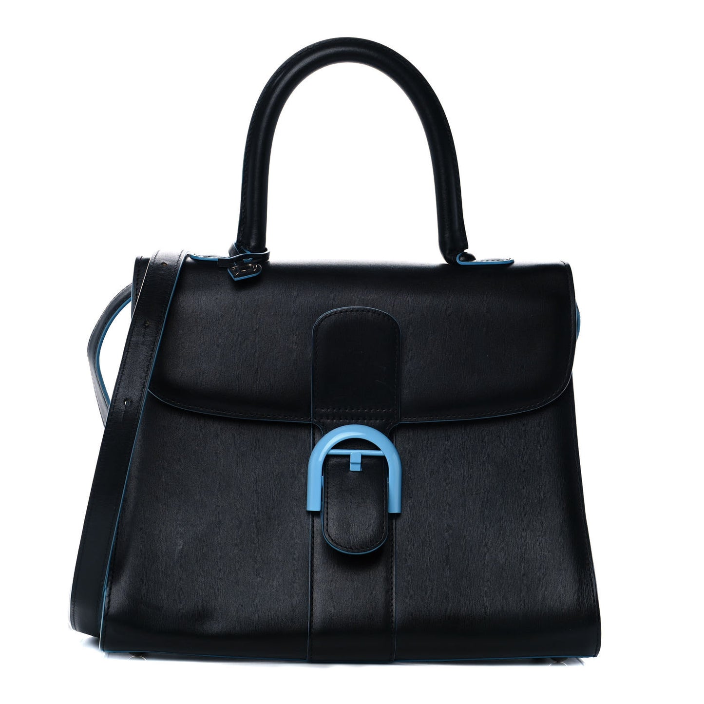 Box Calfskin MM Brillant Clouds Satchel Black Ciel