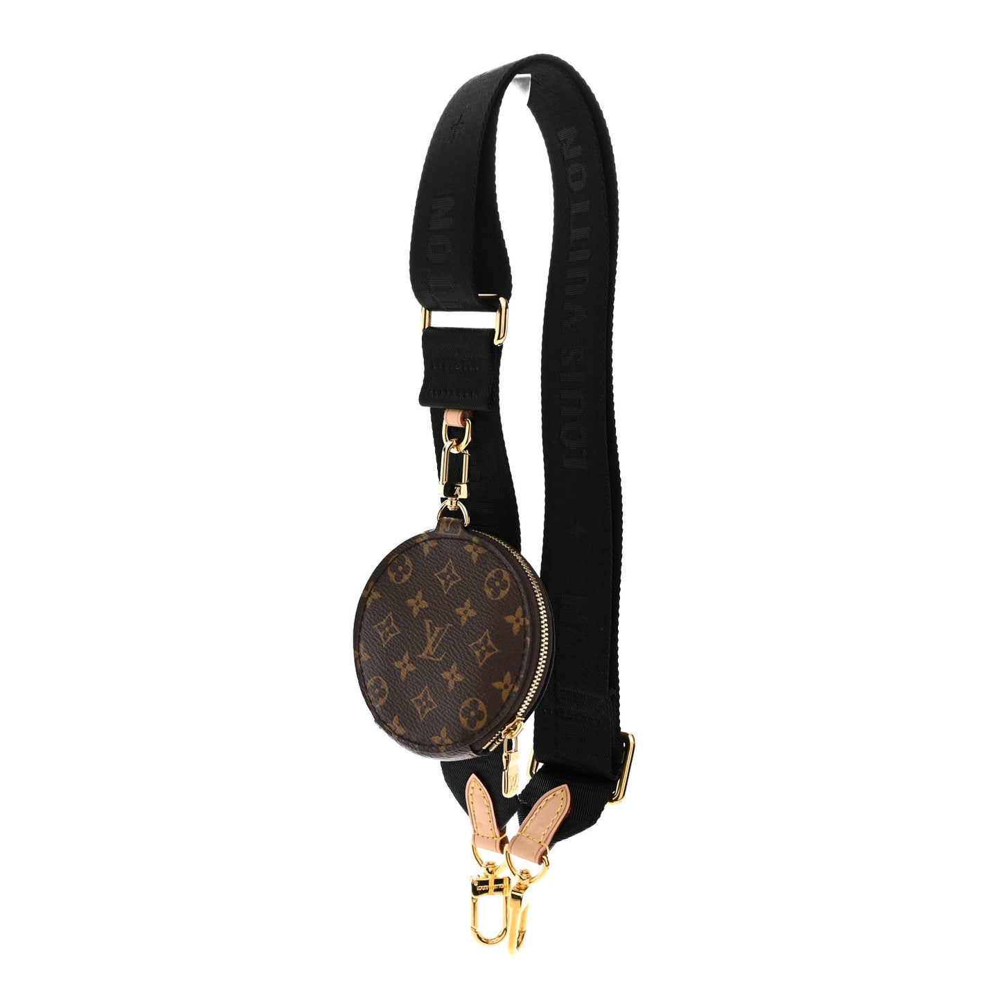 Nylon Monogram Strap with Coin Purse Black Black