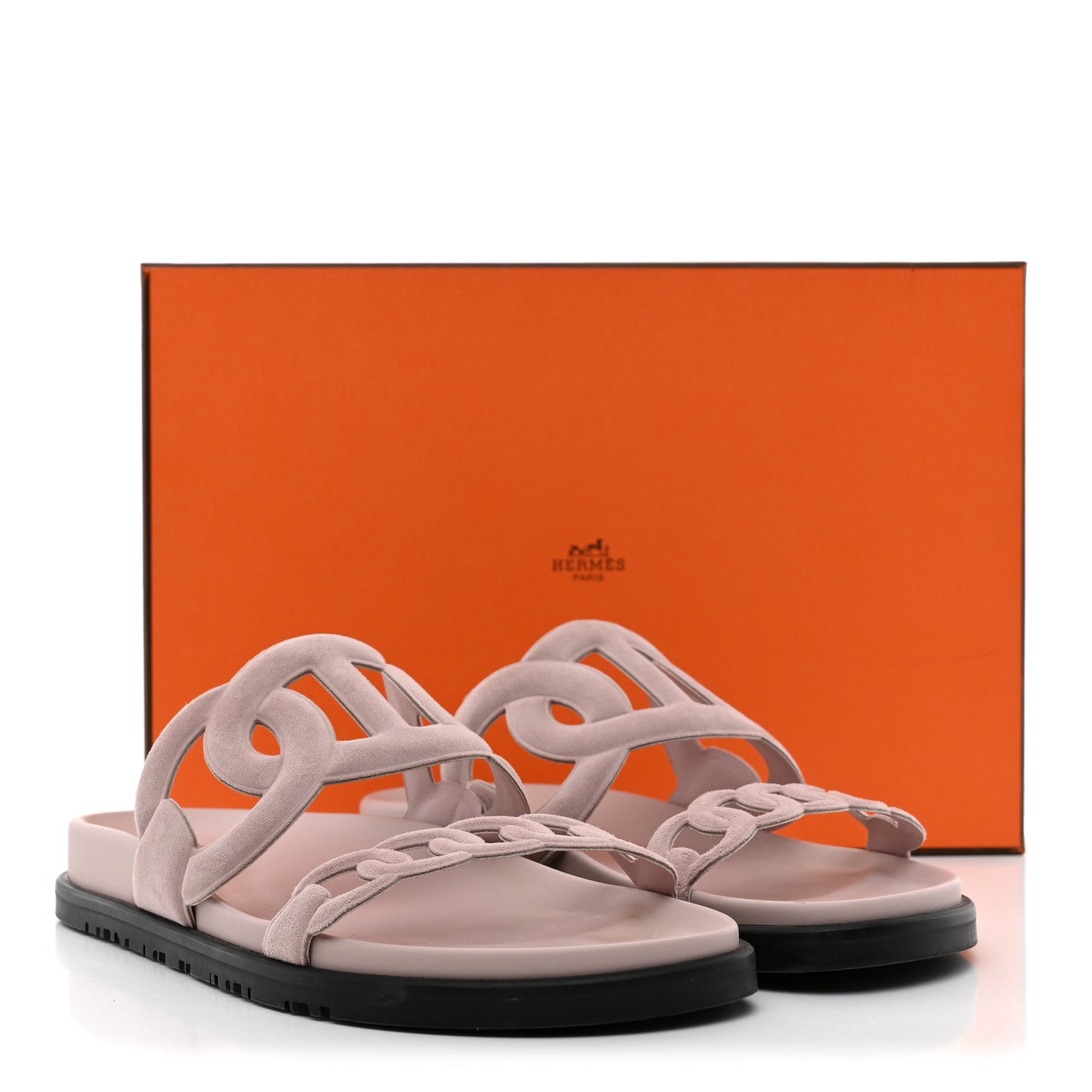 Hermes Suede Goatskin Extra Sandals 38.5 Rose Porcelain 11 of 11