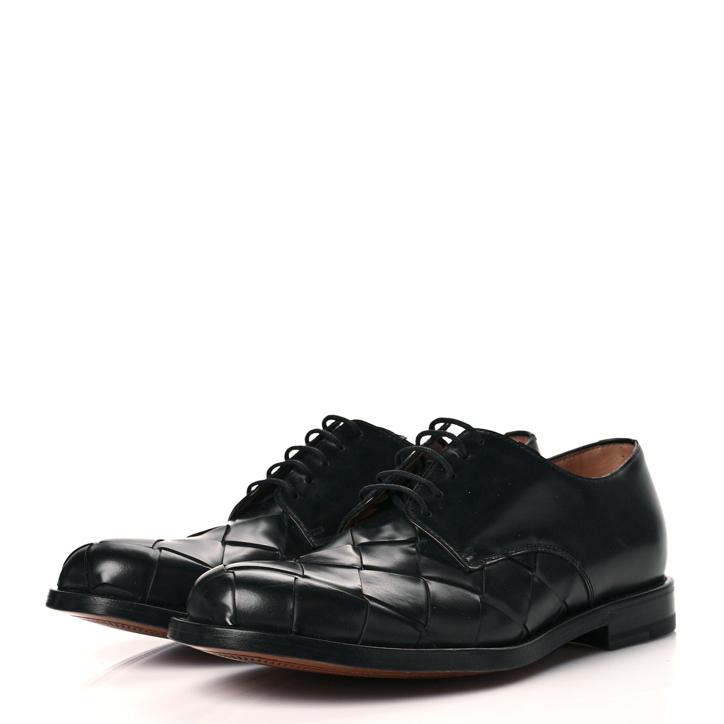 Calfskin Intrecciato Varenne Mens Derby Shoes 40 Black