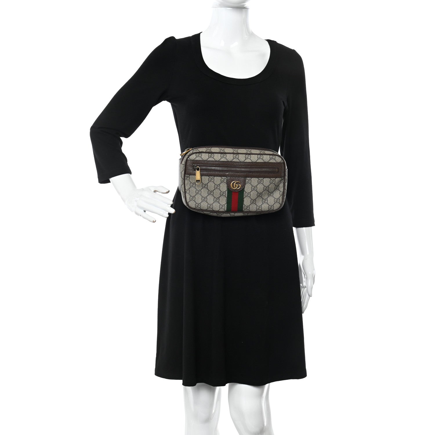 Gucci Soft GG Supreme Monogram Medium Ophidia Belt Bag Dark Brown 2 of 10