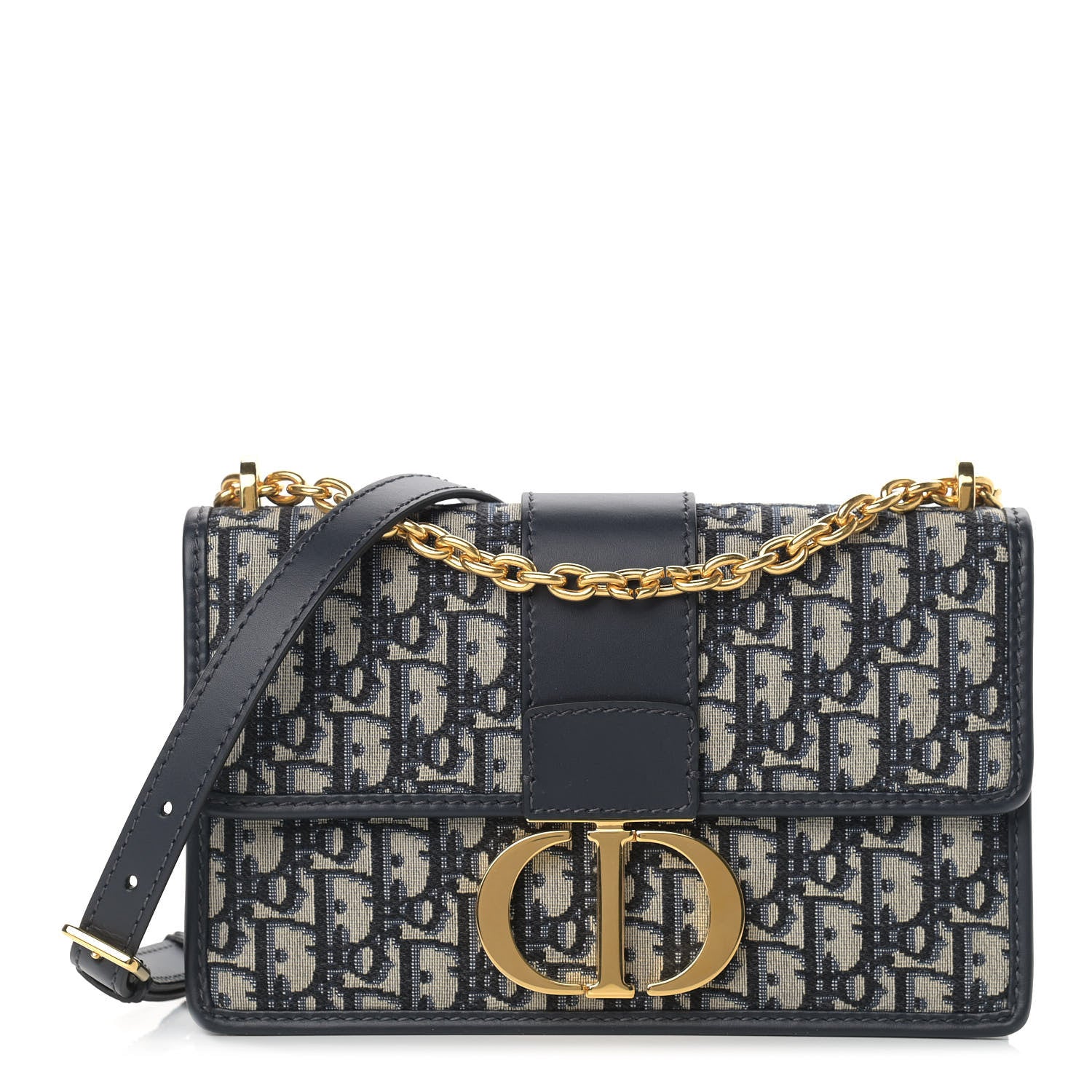 Christian Dior Oblique 30 Montaigne Chain Flap Bag Blue 1 of 10