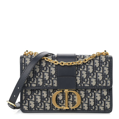 Christian Dior Oblique 30 Montaigne Chain Flap Bag Blue 1 of 10