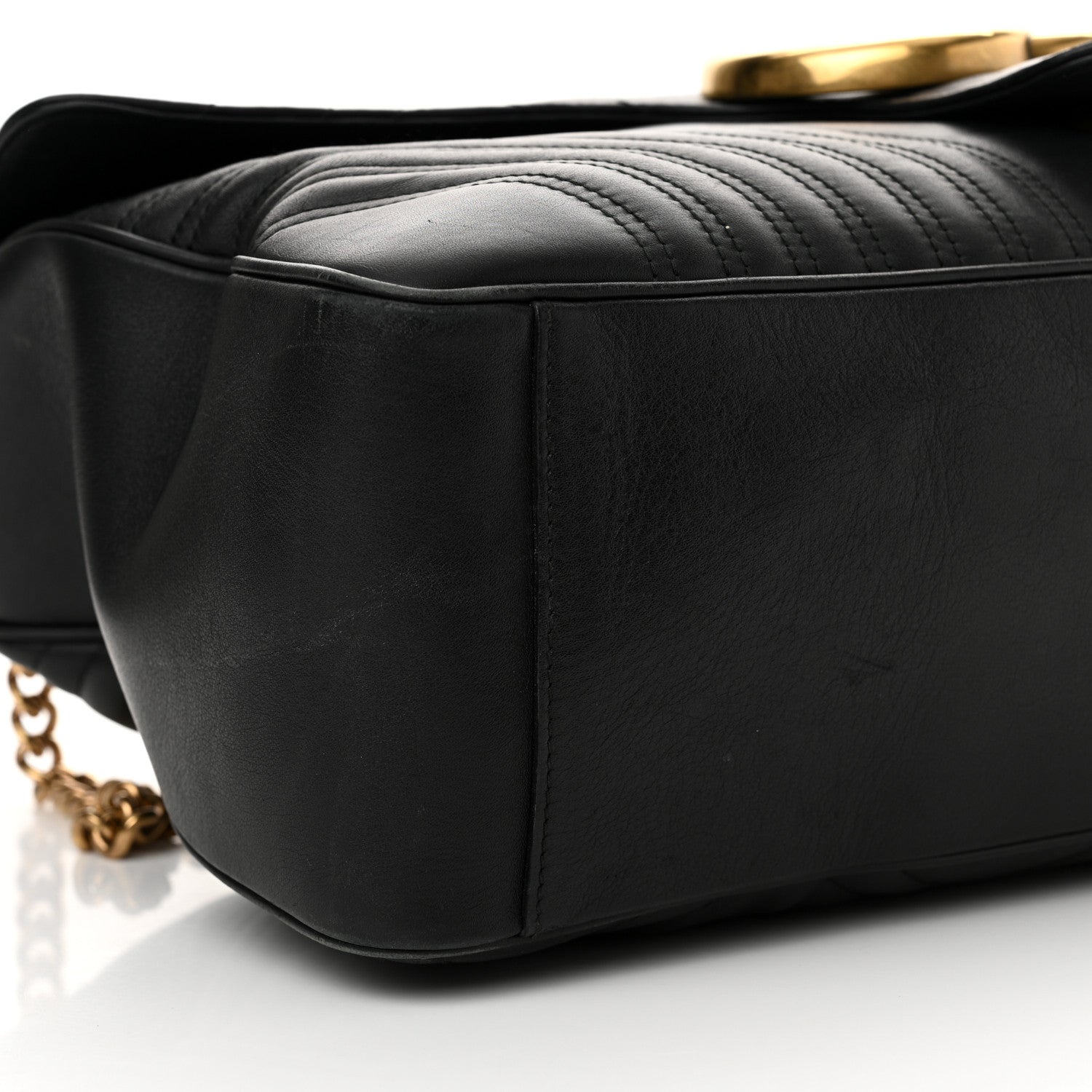 Gucci Calfskin Matelasse Maxi GG Marmont Top Handle Shoulder Bag Black Black 9 of 18
