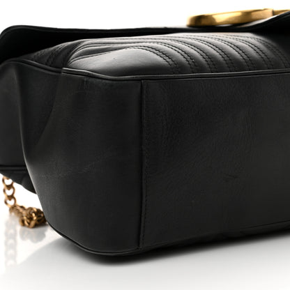 Gucci Calfskin Matelasse Maxi GG Marmont Top Handle Shoulder Bag Black Black 9 of 18