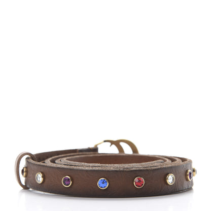 Gucci Faded Calfskin Crystal Studded Double G 20mm Belt 100 40 Cuir 2 of 6