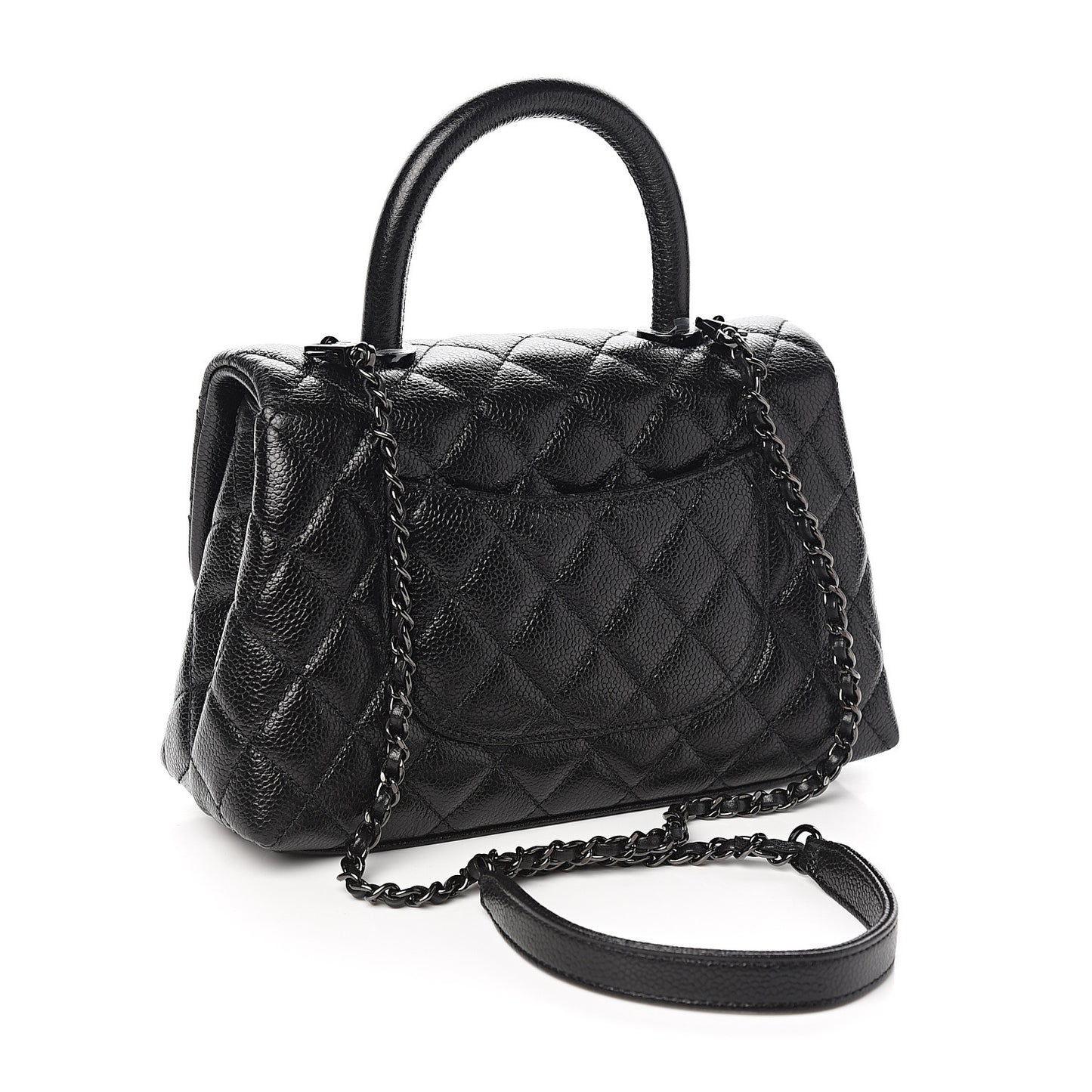Caviar Quilted Mini Coco Handle Flap So Black