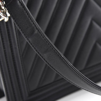 Chanel Lambskin Chevron Quilted New Medium Boy Flap Black 11 of 15