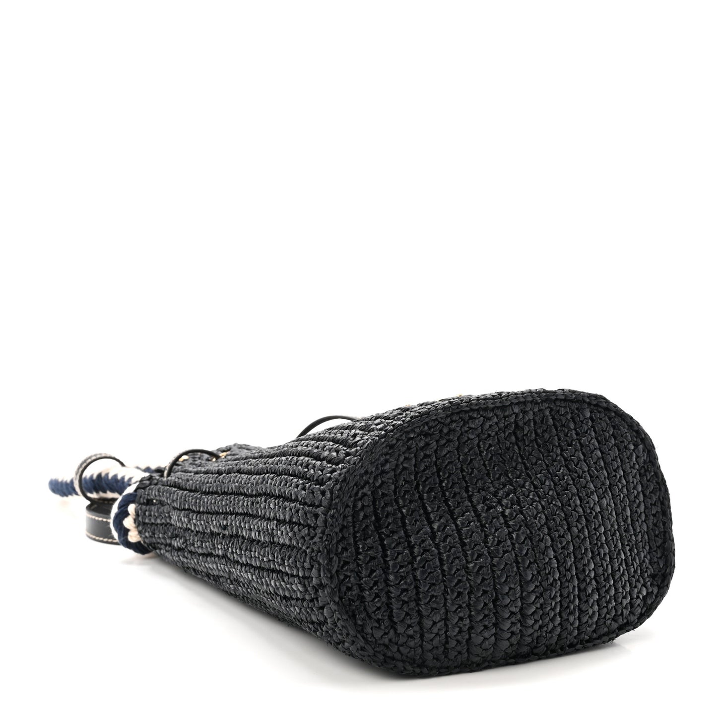 Yarn Raffia Effect Crochet Mini Bucket Bag Black