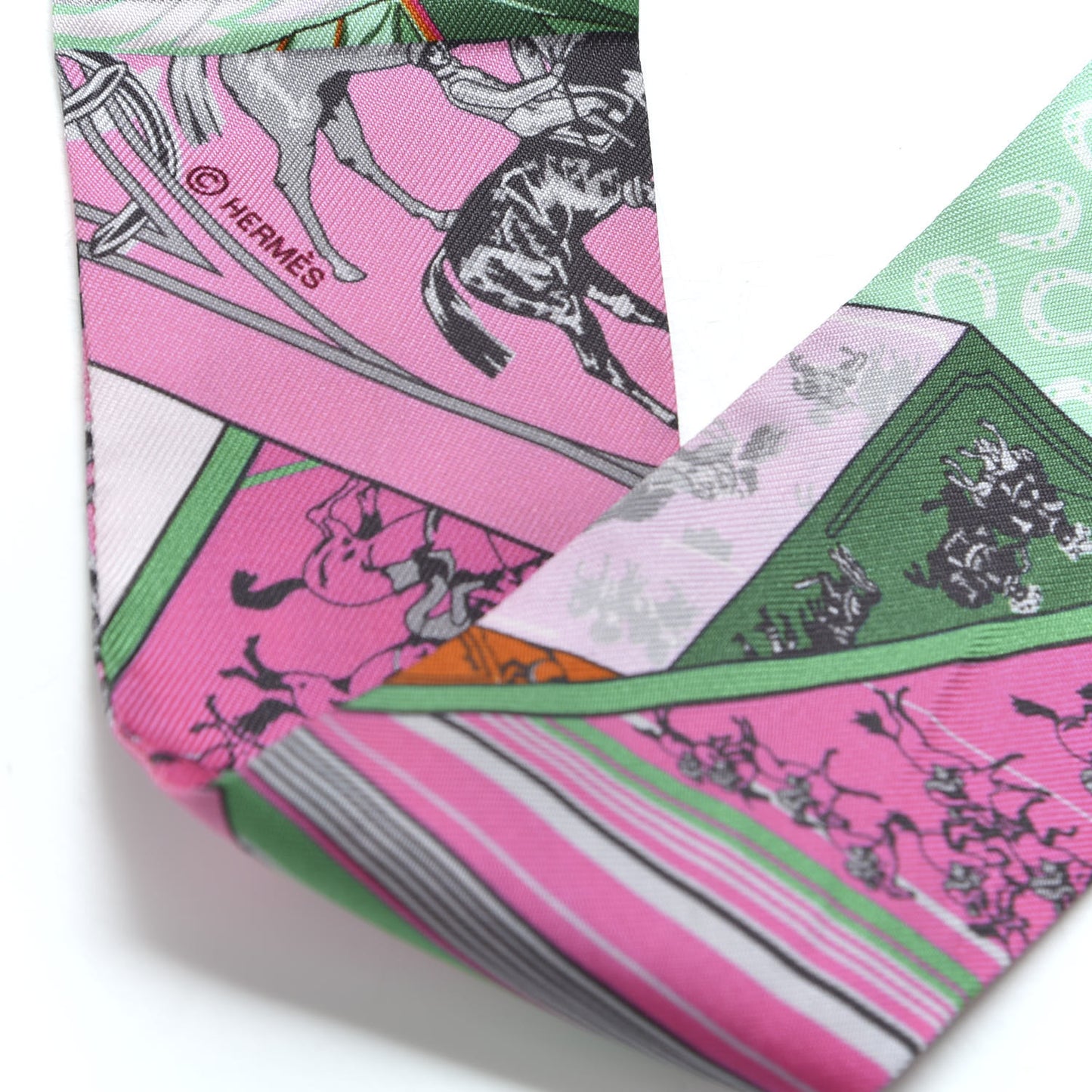 Silk Cheval Phoenix Twilly Fuchsia Vert Rose