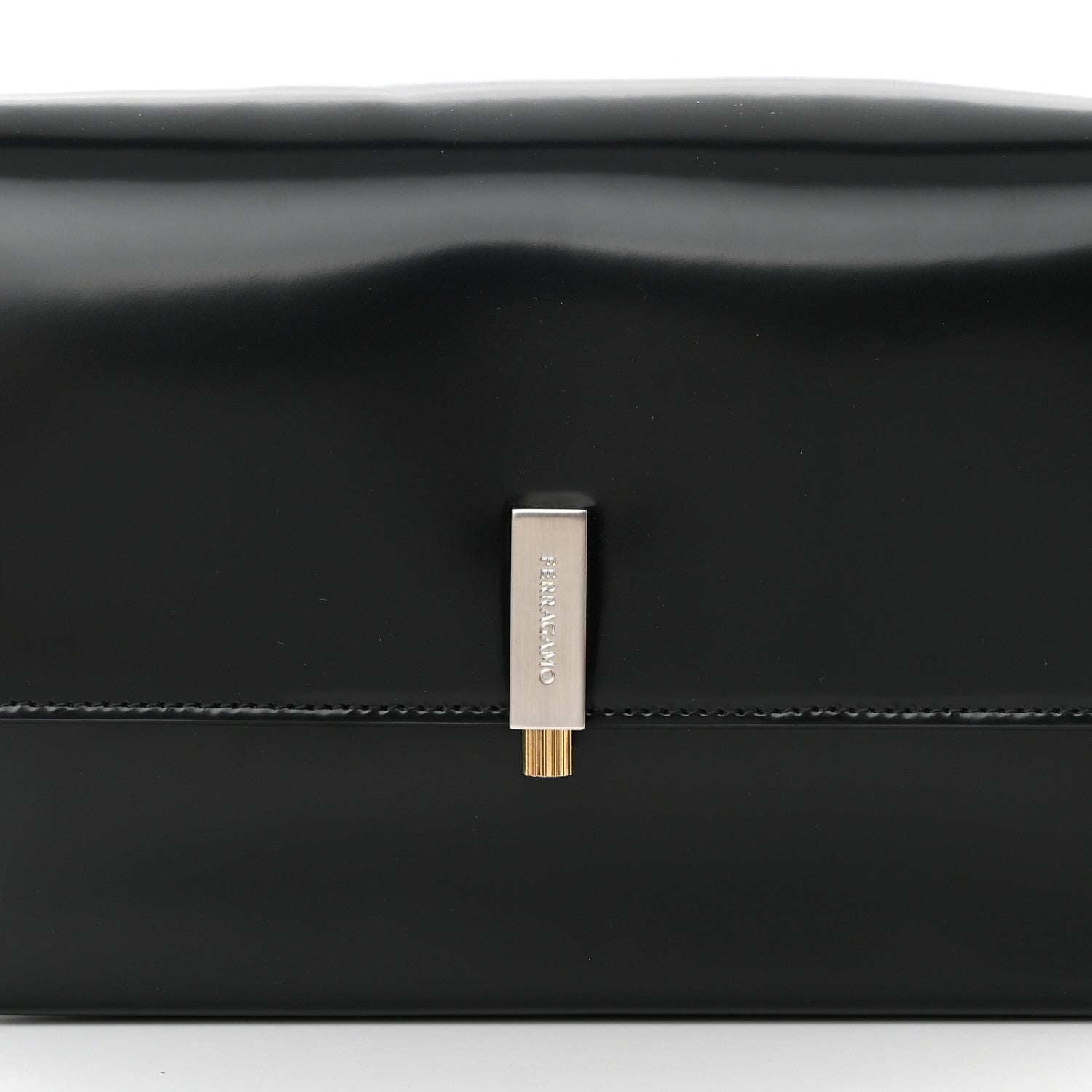 Salvatore Ferragamo Calfskin Geometric Shoulder Bag Black 7 of 11