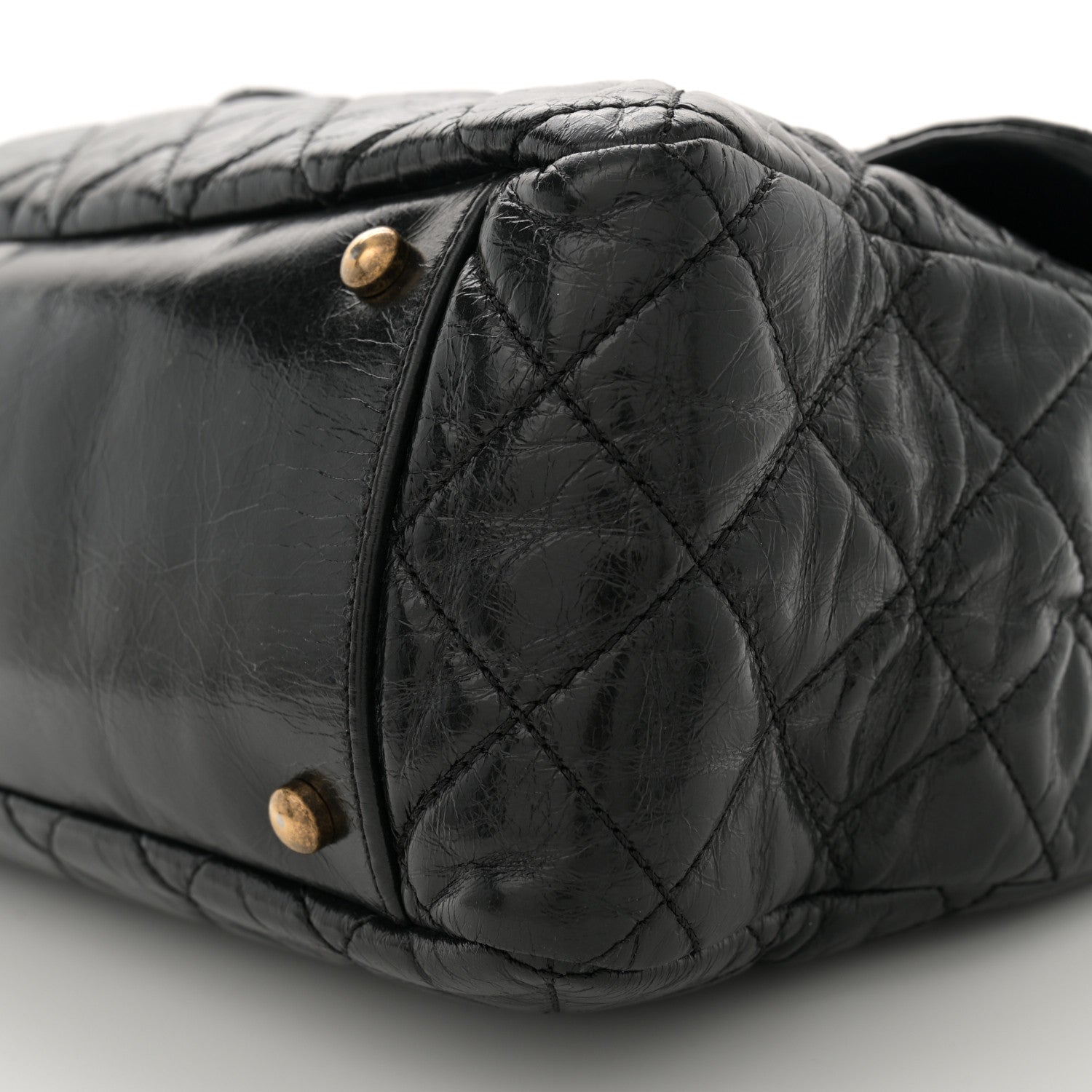 Chanel Glazed Calfskin Castle Rock Large Flap Black Burgundy 10 of 11