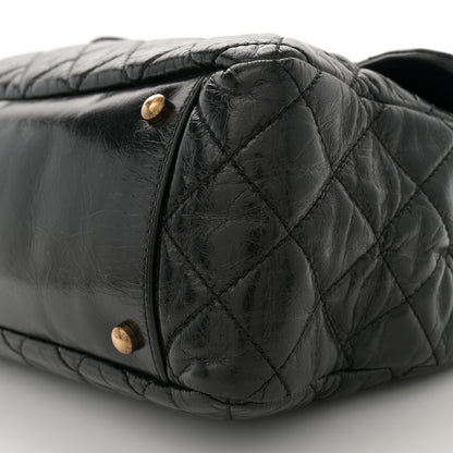 Chanel Glazed Calfskin Castle Rock Large Flap Black Burgundy 10 of 11