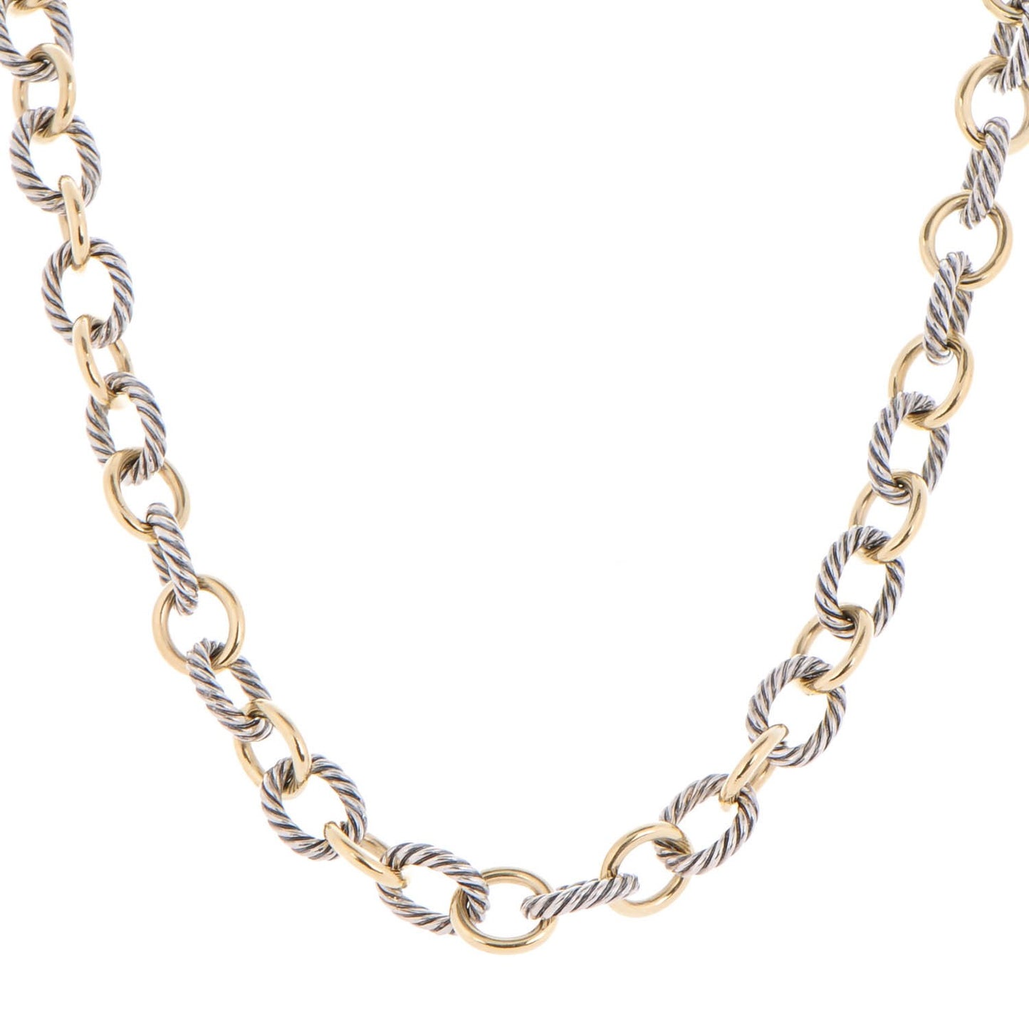 Sterling Silver 18K Yellow Plated Gold 16mm Large Oval Link Necklace
