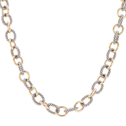 David Yurman Sterling Silver 18K Yellow Plated Gold 16mm Large Oval Link Necklace 1 of 7