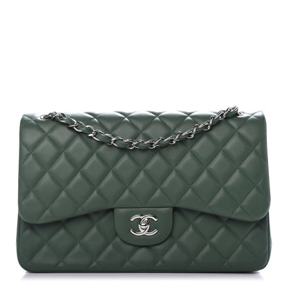 Chanel Lambskin Quilted Jumbo Double Flap Green 1 of 10