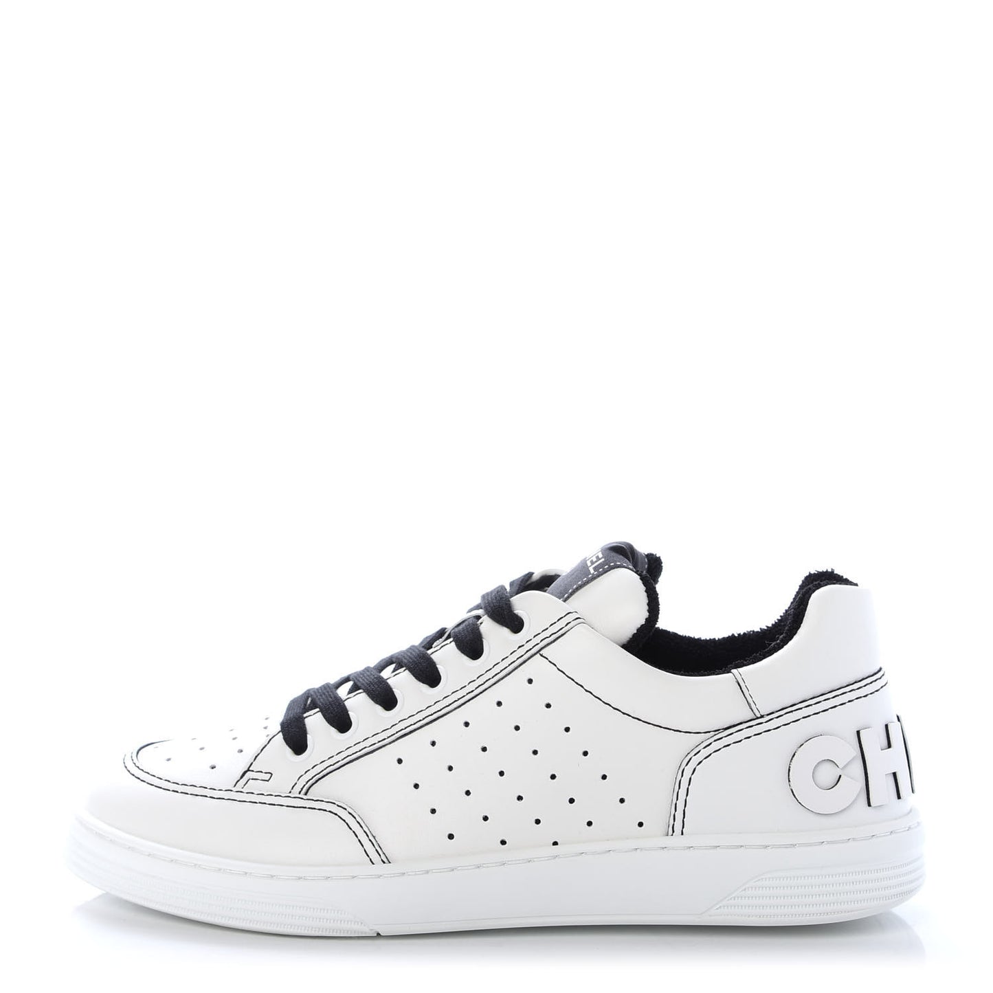 Calfskin Womens Logo Sneakers 39 White Black
