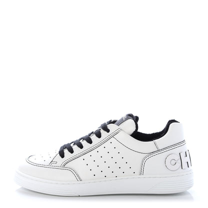 Chanel Calfskin Womens Logo Sneakers 39 White Black 1 of 11