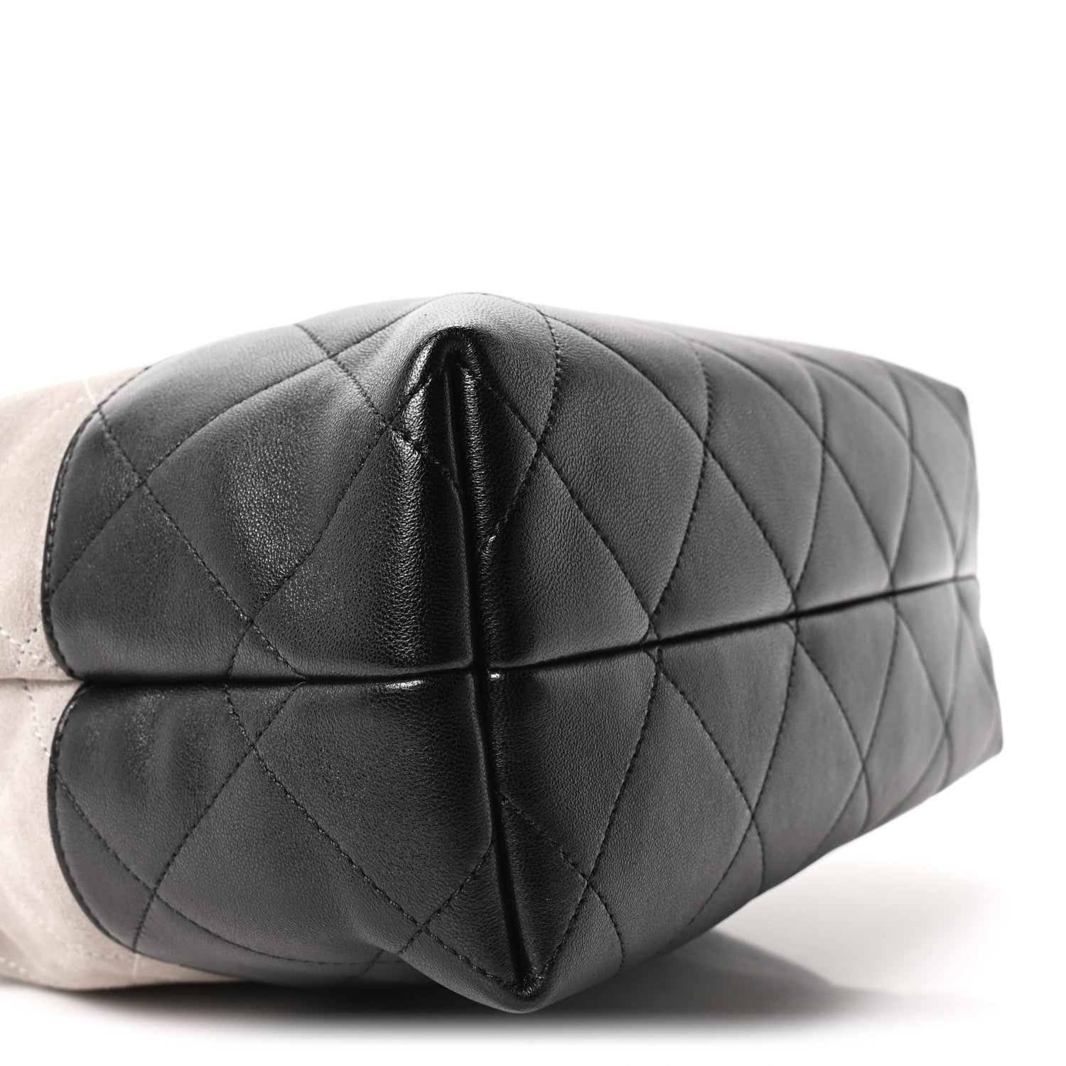 Chanel Suede Calfskin Shiny Lambskin Quilted Coco Base Shopping Bag Grey Black 9 of 11