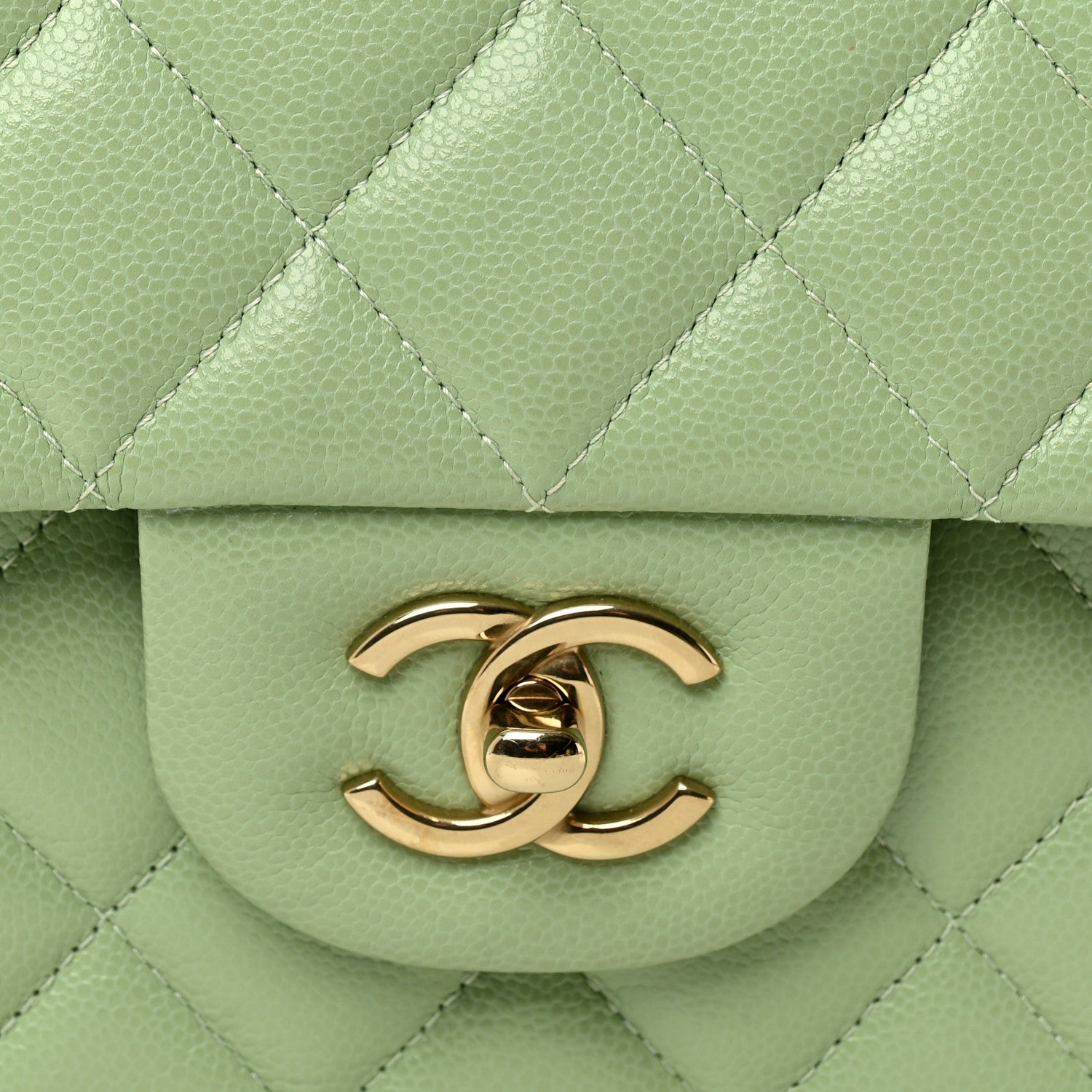Chanel Caviar Quilted Jumbo Double Flap Light Green 8 of 10