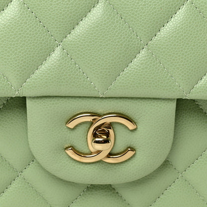 Chanel Caviar Quilted Jumbo Double Flap Light Green 8 of 10