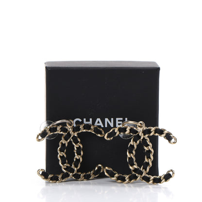 Chanel Satin CC Chain Earrings Light Gold Black 5 of 5