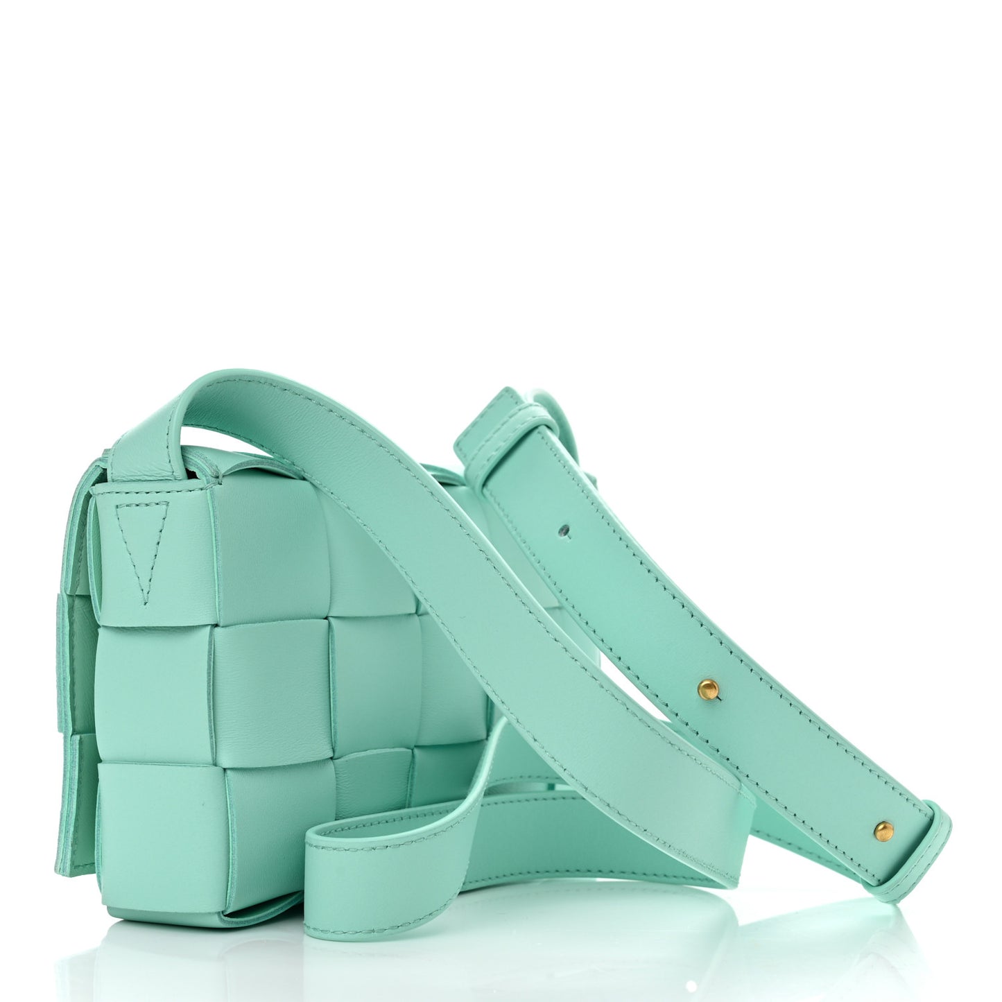 Lambskin Maxi Intrecciato Small Cassette Crossbody Bag Celadon