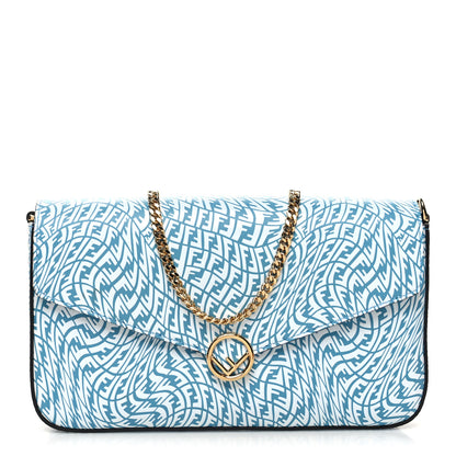 Fendi X SARAH COLEMAN Vitello Liberty Ceylon F is Fendi Micro FF Vertigo Embossed Envelope Wallet on Chain with Pouches Cyber Blue White 3 of 14