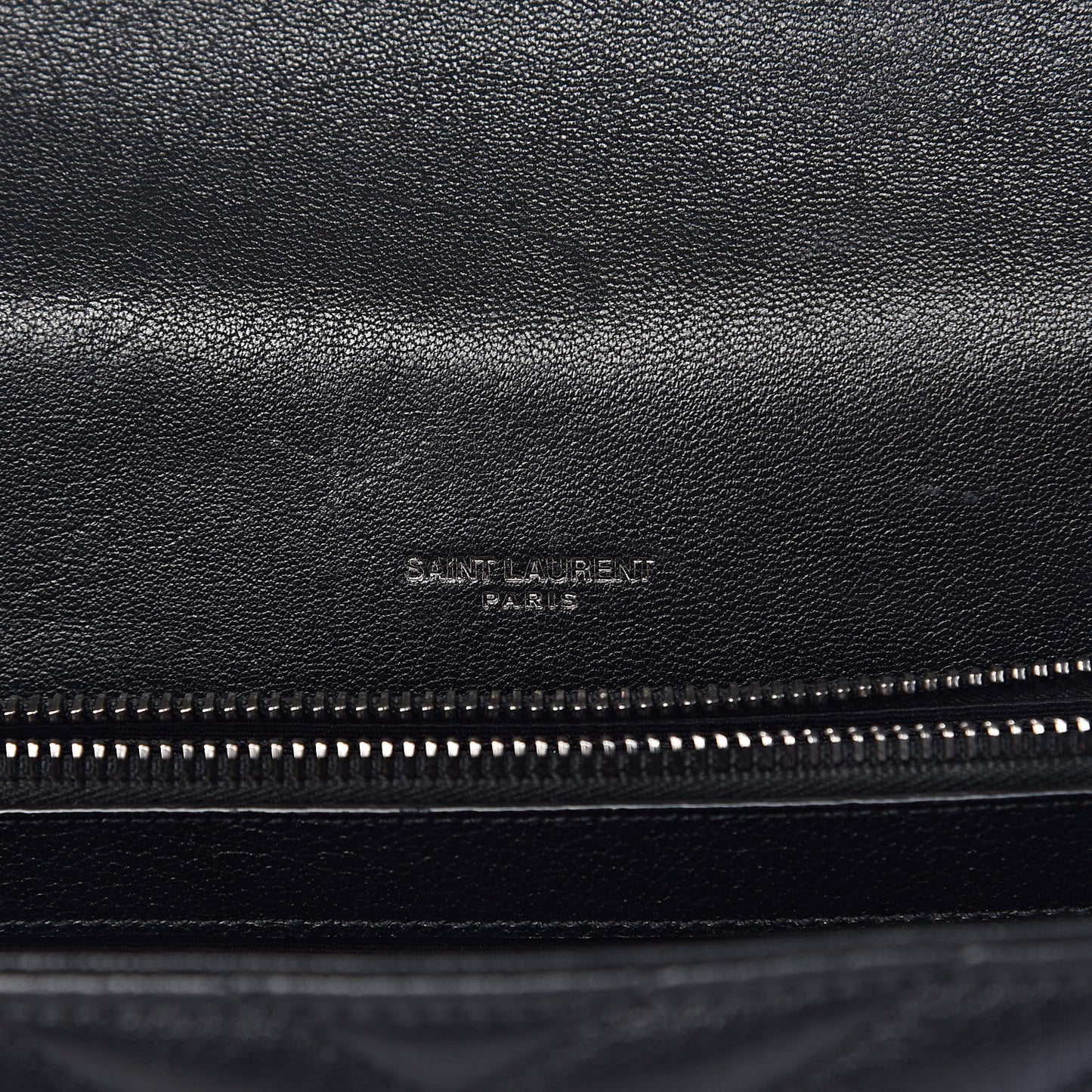 Sheepskin Matelasse Chevron Monogram Large College Satchel Black