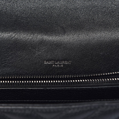 Saint Laurent Sheepskin Matelasse Chevron Monogram Large College Satchel Black 6 of 13