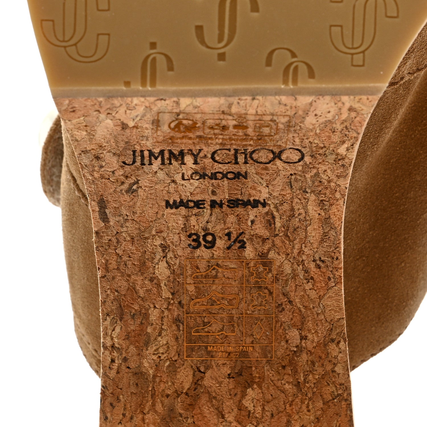 Jimmy Choo Rattan Velvet Suede Fayence Wedge 95 Sandals 39.5 Brown 6 of 7