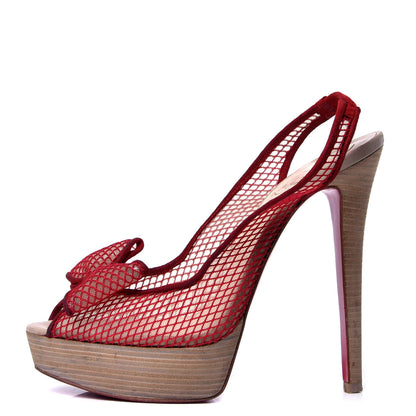 Christian Louboutin Fishnet Mesh Exclu 140 Slingback Pumps 36 Red 1 of 6